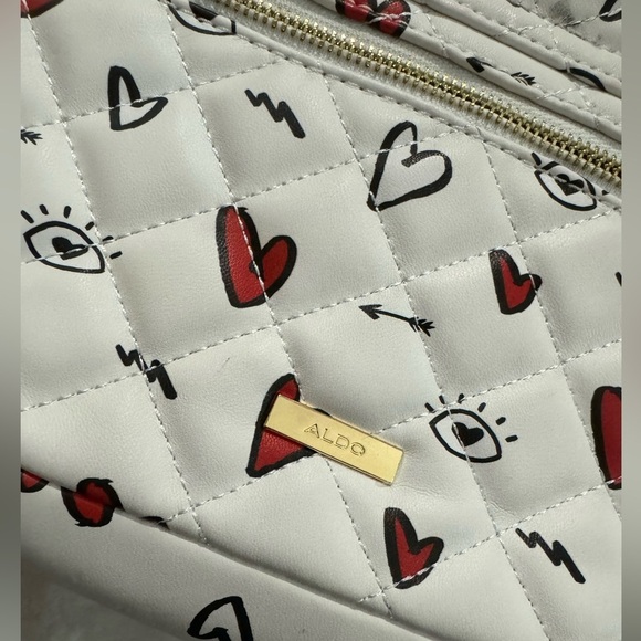 Aldo Caraglio Valentines Heart Print Chain Shoulder Quilted Crossbody Purse RARE - Picture 8 of 15